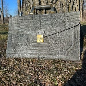 Vintage 70s/ 80s Patent Leather Clutch Top Handle Briefcase